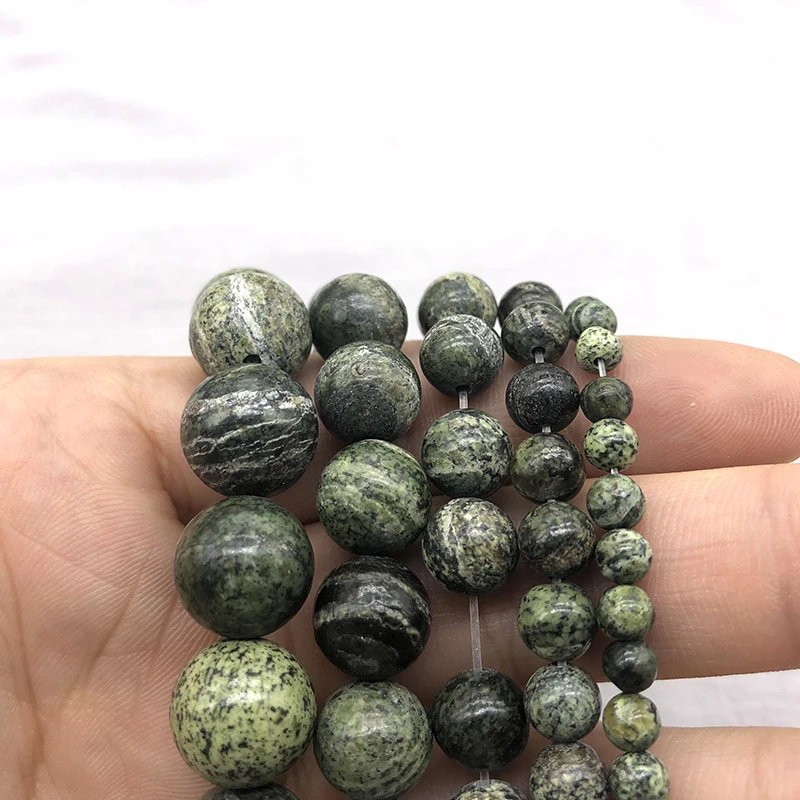 Natural Stone Green Zebra Jaspers Round Beads 15\