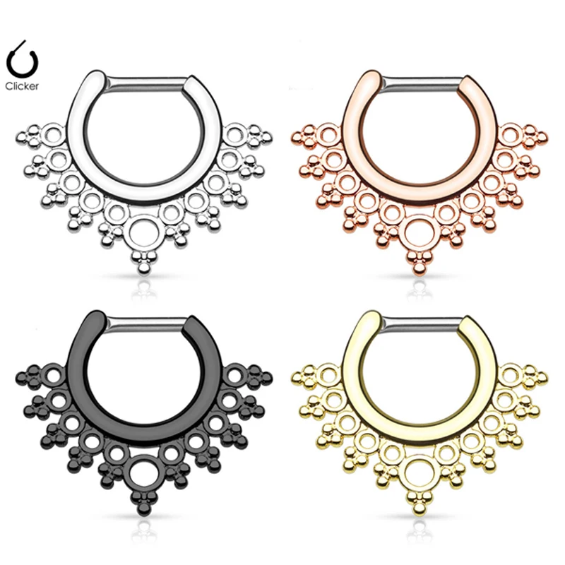 1pcs G23 Titanium Shaft Clicker Nose Ring Hoop Septum Rings Earrings Ear Cartilage Helix Rook Daith Piercing Body Jewelry