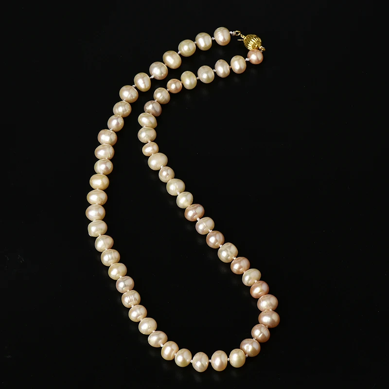 Short sized 1 rows Having  a  circle and  an  ellipse  Combination 9-10 MM Freshwater unique Pearl Necklace