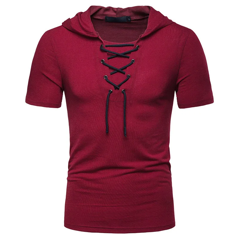 Hooded T Shirt Men 2021 New Short Sleeve Streetwear O Neck Mens tshirts Summer Casual Slim Fit Hoody Tee Shirt Homme Top Tees