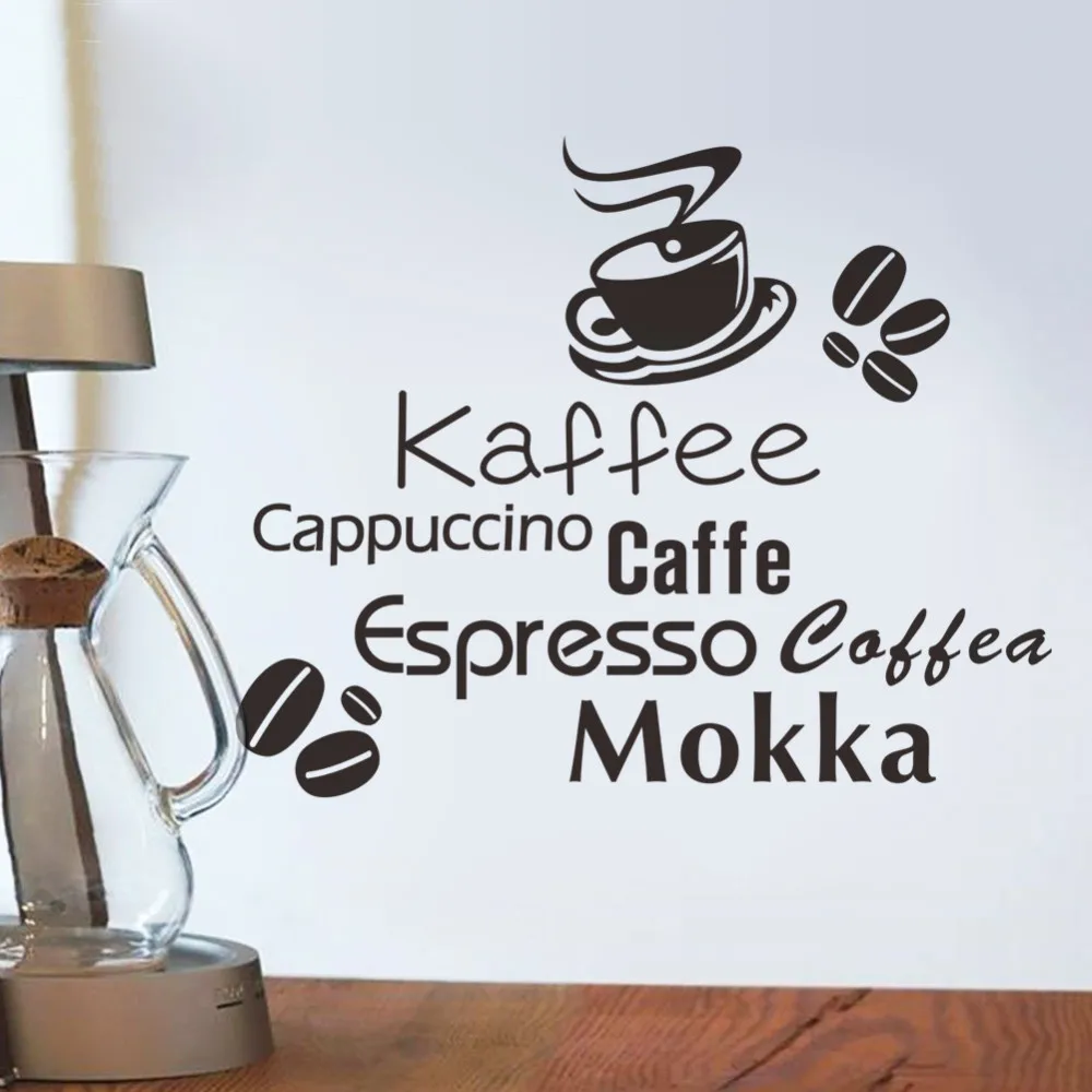 

Coffee Restaurant Storefront Kitchen Wall Sticker 3D DIY cappuccino coffee Sticker mokka Wallpaper Home Decoration
