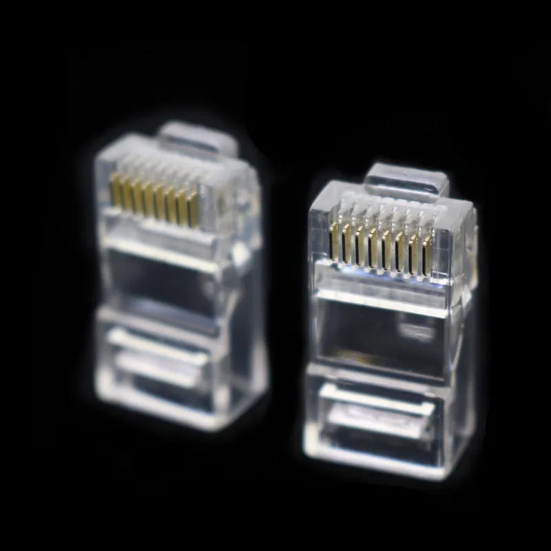 10 Pcs Cable terminal Transparent Crystal Head Crystal Head RJ45 CAT5 CAT5E Modular Plug Gold Plated Network Connector