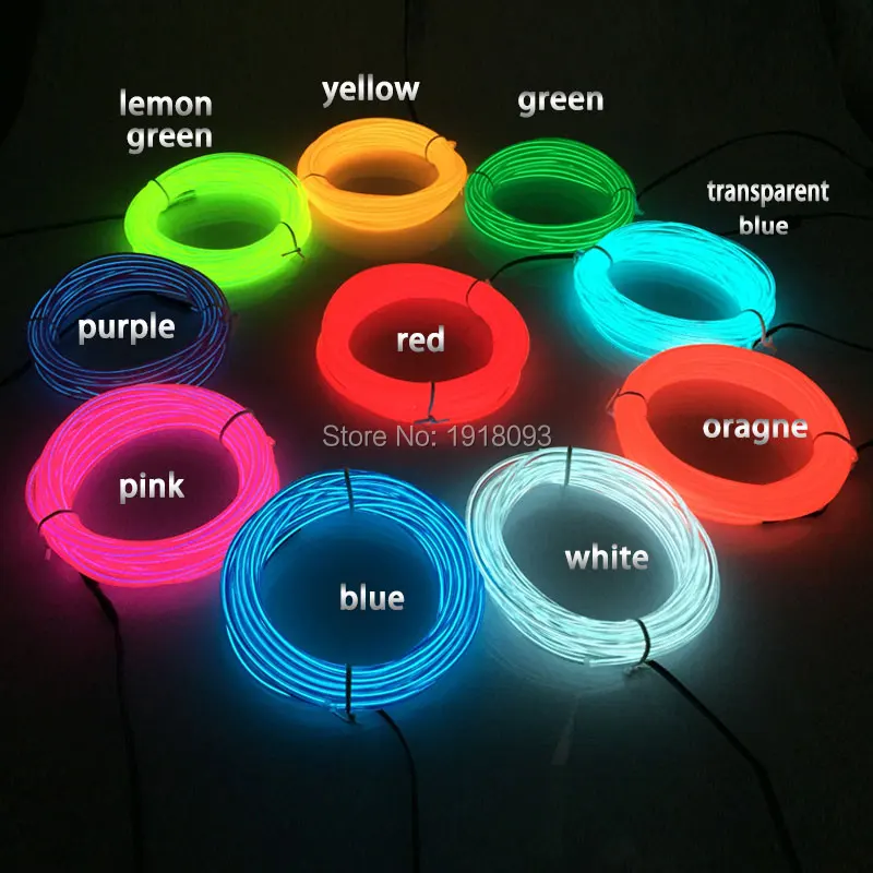 3.2mm EL Wire Rope Tube 1-25Meter Hot Craft Decorative Flexible LED Strip Neon Light 10 Color Choice Not Include EL Control