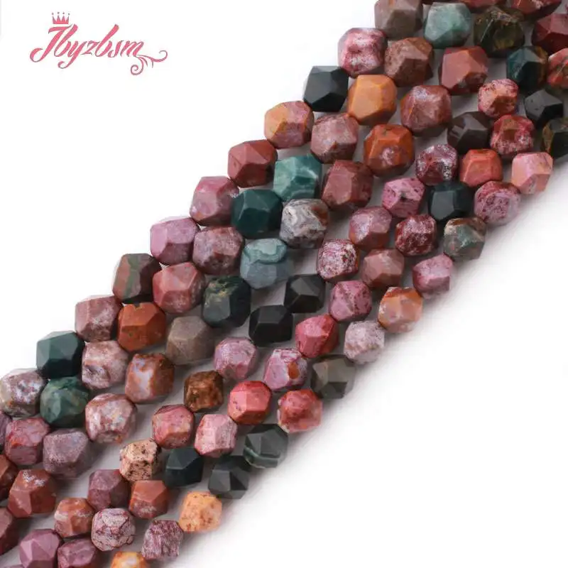 8,10mm Faceted Multicolor Ocean Agates Natural Stone Beads For DIY Necklace Bracelets Jewelry Making Loose 15