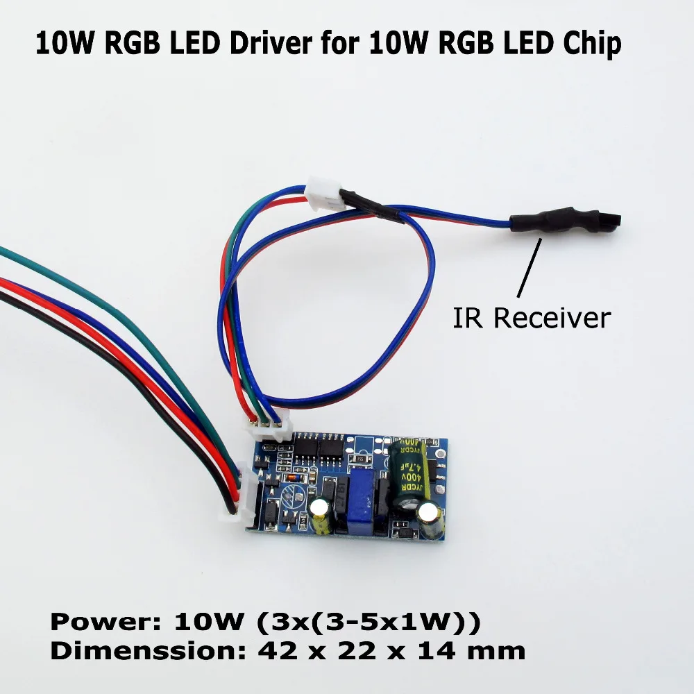 Jiaderui Common anode 10W RGB LED Driver for 10W RGB LED Chip COB SMD LED Beads Stage Light 24 Key IR Remote