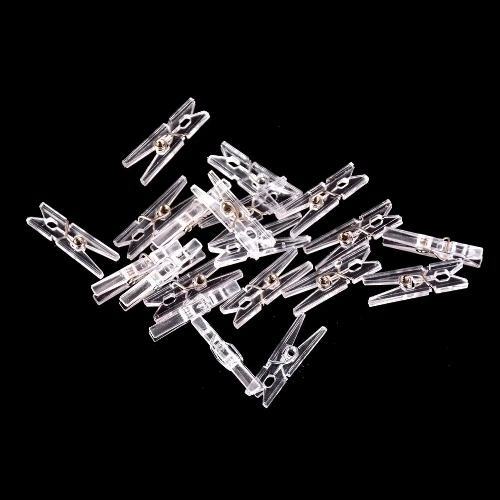 20 pz 25m Mini primavera trasparente trasparente clip vestiti foto carta Peg Pin vestiti pin clip artigianali decorazione della casa del partito