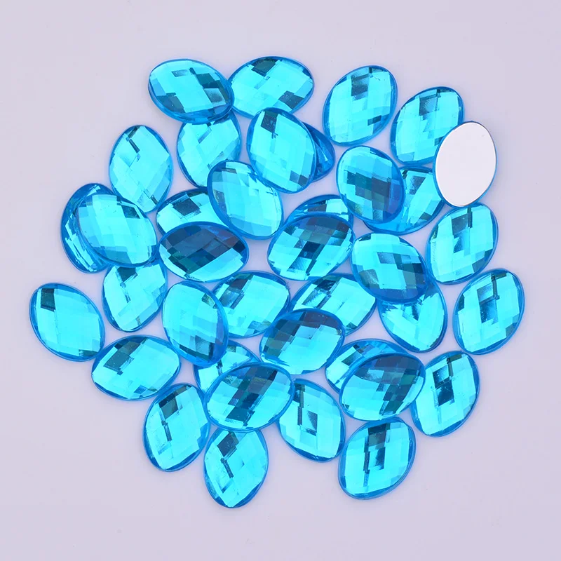 JUNAO 13x18mm Big Dark Blue Rhinestones Flatback Gems Acrylic Stones Non Sewing Strass Oval Shape Crystals Applique for Crafts