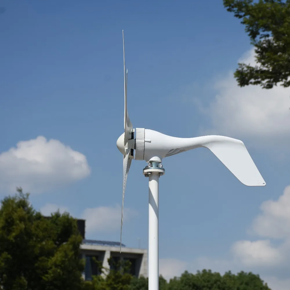 300W/400W 12V/24V Horizontal White Wind Turbine Generator With MPPT/PWM Waterproof Wind Charger Controller For Home Use