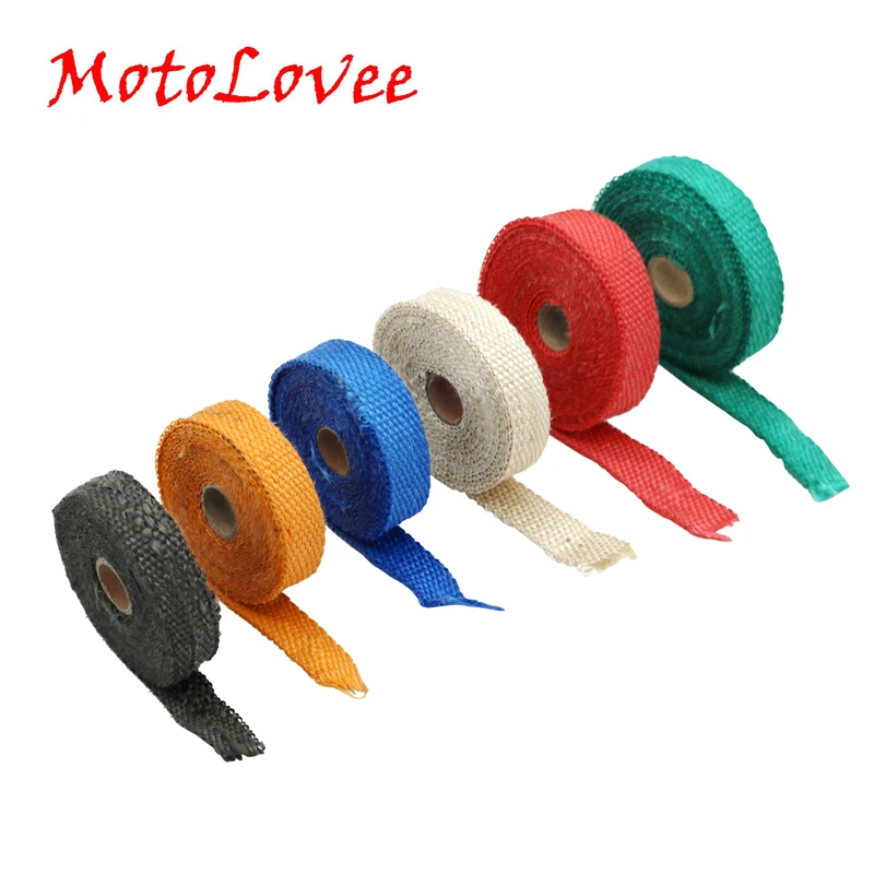 MotoLovee Color Thermal Exhaust Tape Exhaust Pipe Wrap Header Heat Resistant Cloth For Motorcycle Exhaust System