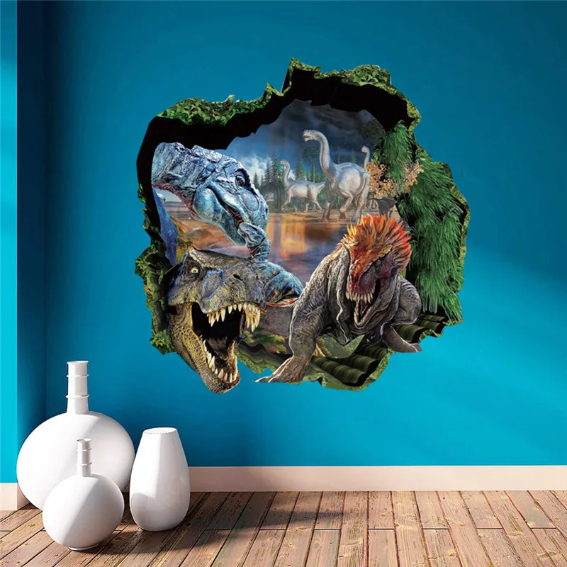 On Sale Amazing Boys Room Decor 3d wall stickers dinosaur home decor living room bedroom kids room PVC wall decals mural art