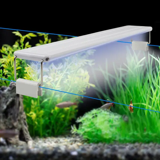 Akwarium LED Light Super Slim Fish Tank Aquatic Plant Grow Lighting Wodoodporna jasna lampa z klipsem Niebieska dioda LED 18-72 cm dla roślin 220V