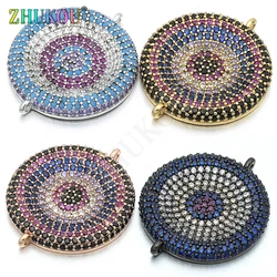 20mm Brass Cubic Zirconia Round Rainbow Charms Connectors DIY Jewelry Bracelet Necklace Making, Hole: 0.5mm, Model: VS132