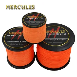 Hercules PE Braided Fishing Line Orange Multifilament Fishing Cord Strong 4 Strands 100M 300M 500M 1000M 1500M 2000M