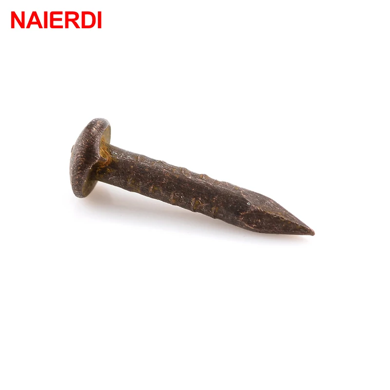 200pcs NAIERDI 1.2x8mm /10mm Bronze Upholstery Nail Jewelry Gift Case Box Nuts Fastener Sofa Decorative Tack Pushpin Hardware