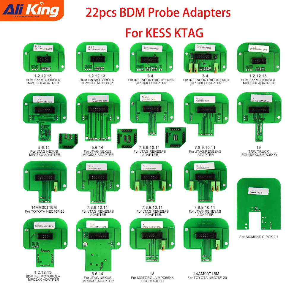 DHL Free 22pcs BDM Adapters ECU RAMP For KESS KTAG BDM100/CMD100 BDM Frame probe adapter Full Sets ECU Programmer