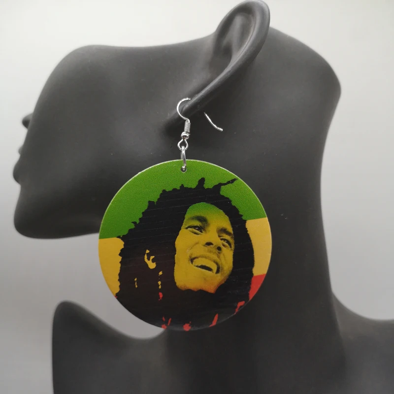 Bob Marley Marly Wooden Earrings