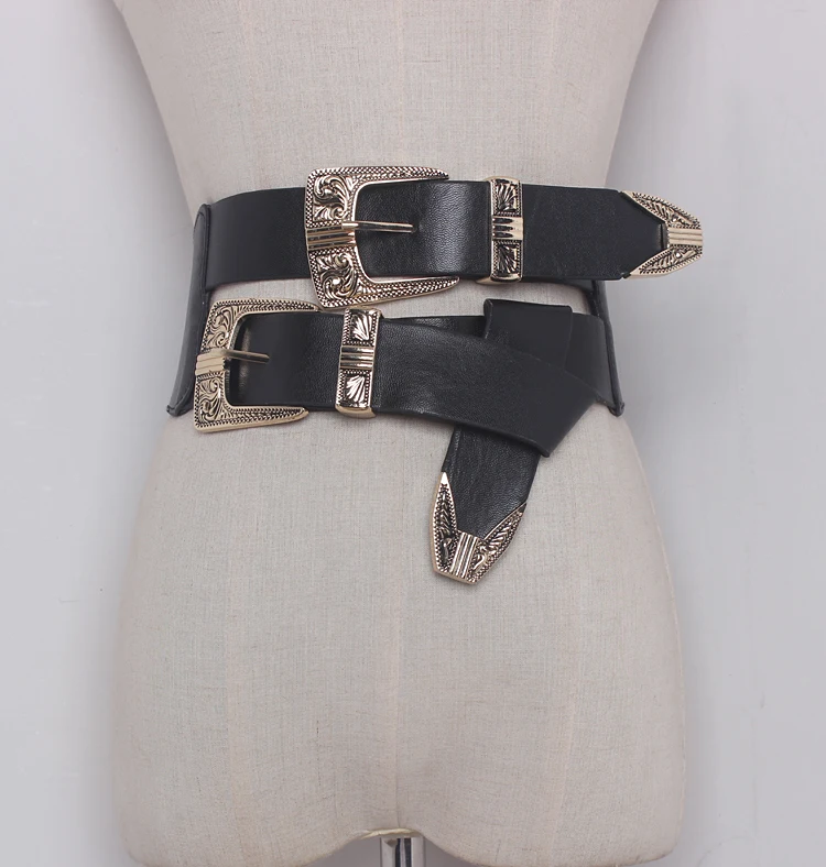 Ceinture en cuir PU élastique pour femmes, à la mode, avec boucle, pour robe, Corsets, décoration, large, R1325