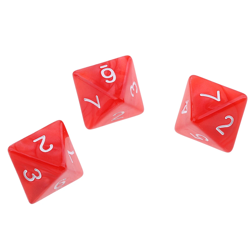 Multicolor 10 stücke 8/10 Seitige Würfel D8 1,6 cm Polyhedral Würfel für Partei Portable Tisch Spielen Spiel Pub Club Acryl trinken Dice