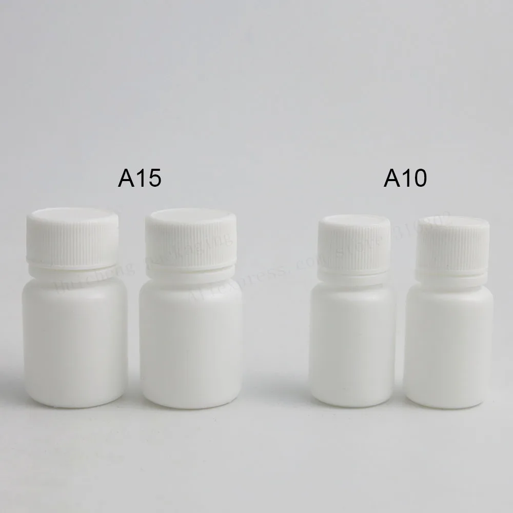 100 X 10ml 15ml HDPE Solid White Pharmaceutical Pill Bottles For Medicine Capsules Container Packaging with Tamper Seal Lids