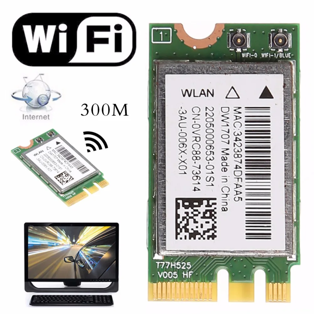 300M Wireless Bluetooth V4.0 Dual Band 867M Bluetooth V4 WIFI WLAN Card For Dell DW1707 VRC88 Qualcomm Atheros