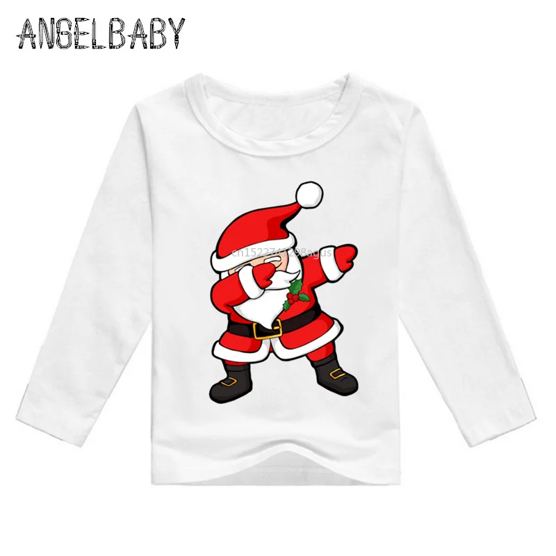 Kids Cartoon Merry Christmas Dabbing Santa Pattern T shirt Baby Girls Funny Long Sleeve T-shirt Boys Cute Clothes,LKP5112