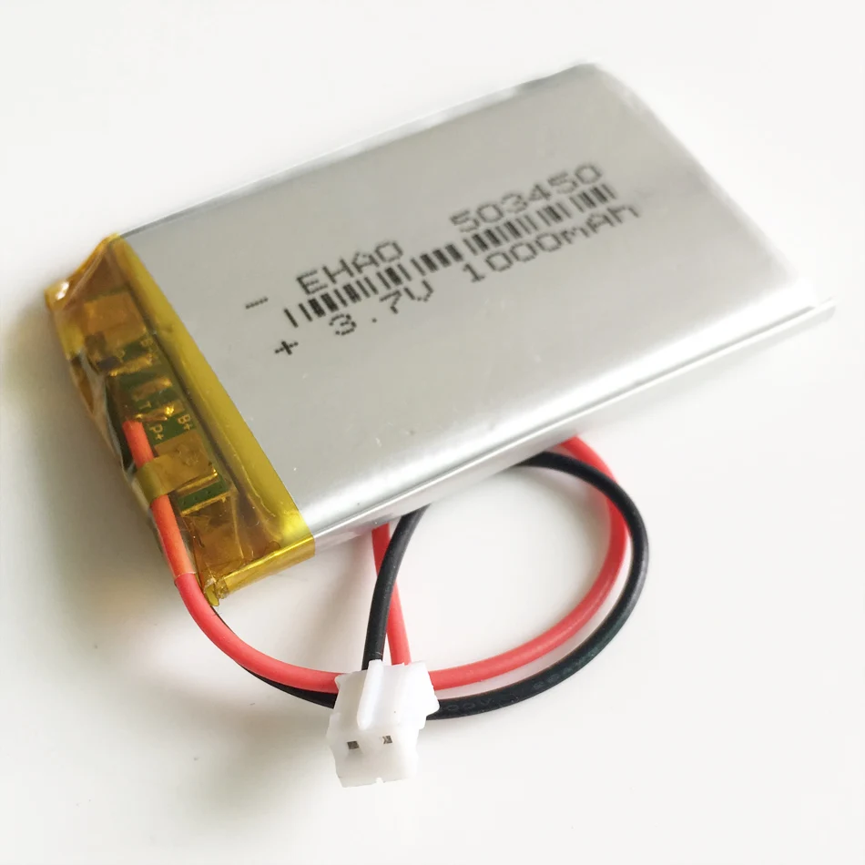 3.7V 1000mAh 503450 litowo-polimerowa LiPo akumulator JST PH 2.0 2pin wtyczka do Mp3 inteligentny zegarek z kamerą rejestrator głośnik