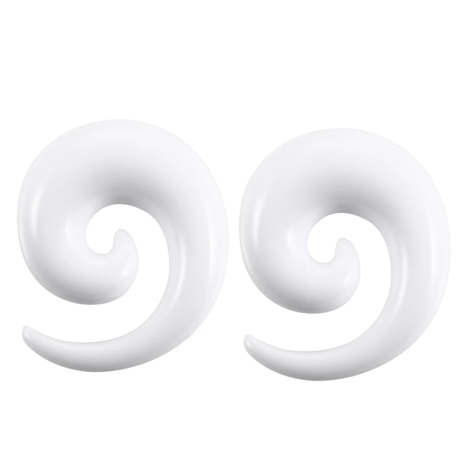 2pcs Black White Acrylic Spiral Ear Gauges Ear Tapers Stretching Plugs And Tunnel Expanders Body Piercing Jewelry(1.2-20mm)