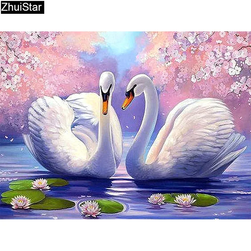 

Diamond Painting Full Square Swan Diamond Mosaic Cross Stitch Animals Diamond Embroidery Picture Rhinestones Crafts Home XY1