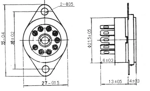 2pcs GZC9-F-G 9pin Audio Amp Sliver Tube Socket 12AX7 12AU7 ECC83 6922 Chassis Mount for Amplifier