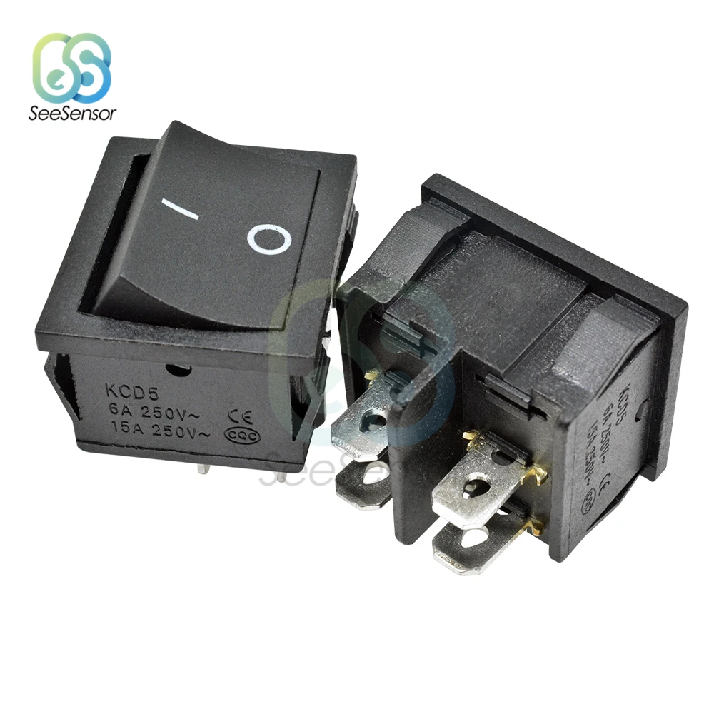 5pcs KCD5 Rocker Switch 6A 250VAC/ 15A 250VAC ON-OFF 2 Position 4 Pins ON-OFF-ON 6 Pins Electrical Equipment Power Switch