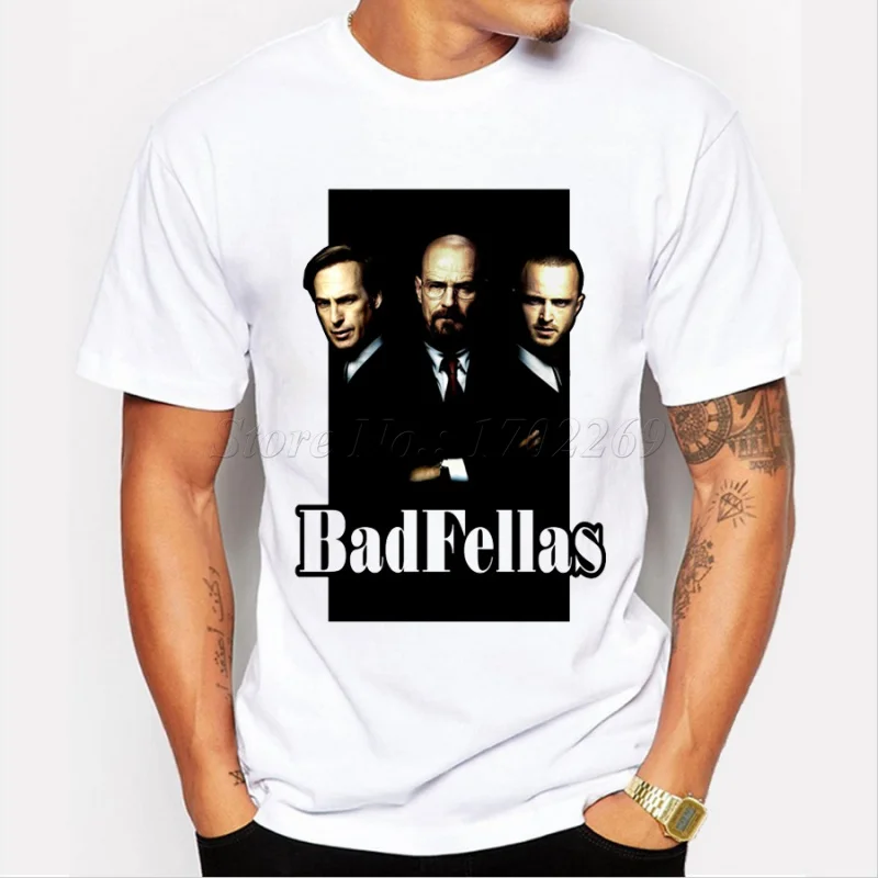 New Hand Painted Breaking Bad Actor Design T-shirt Mens Hipster Tops 2023