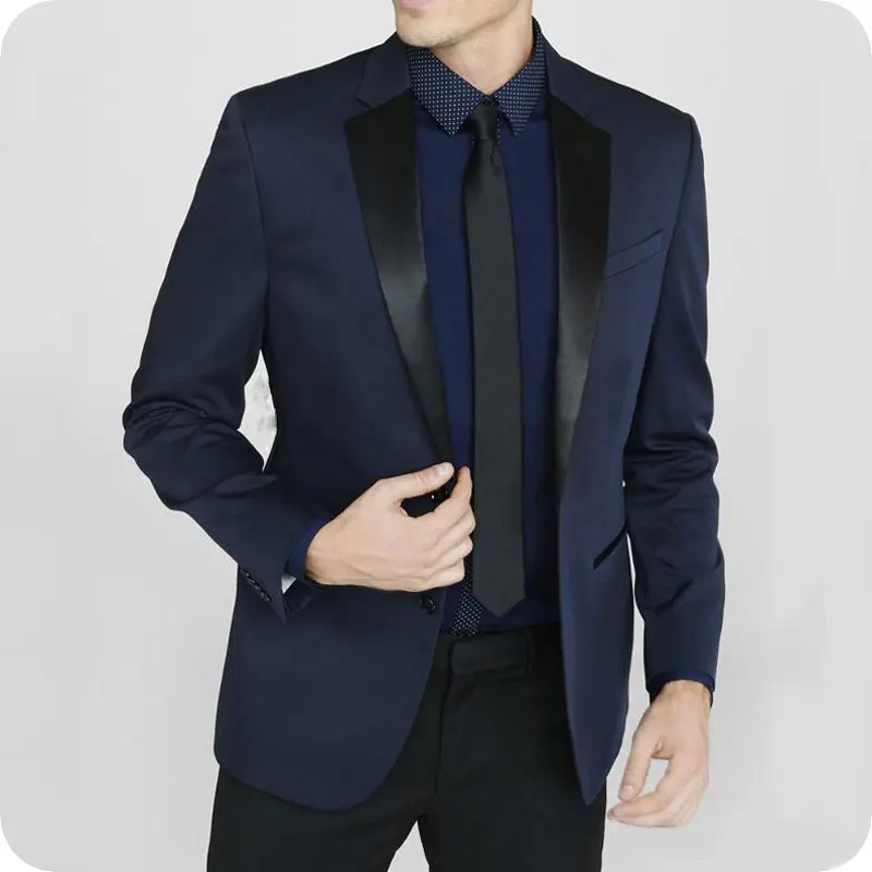 

Navy Blue Men Suits Wedding Suits Formal Ceremony Bridegroom Groom Tuxedos Best Man Blazer Prom Slim Fit 2piece Terno Masculino