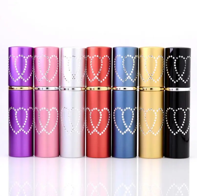 10ml Double Love Heart Pattern Refillable Aluminum Perfume Bottle Empty Spray Atomizer Container LX1295