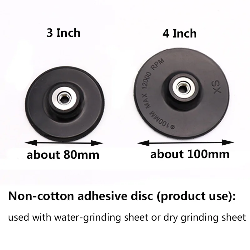 1pcs 80/100mm Non-cotton Sticky Plate M10 Hole Stone Dry/wet Grinding Polishing Disc Self-adhesive Suction Cu Tray Bonding Head