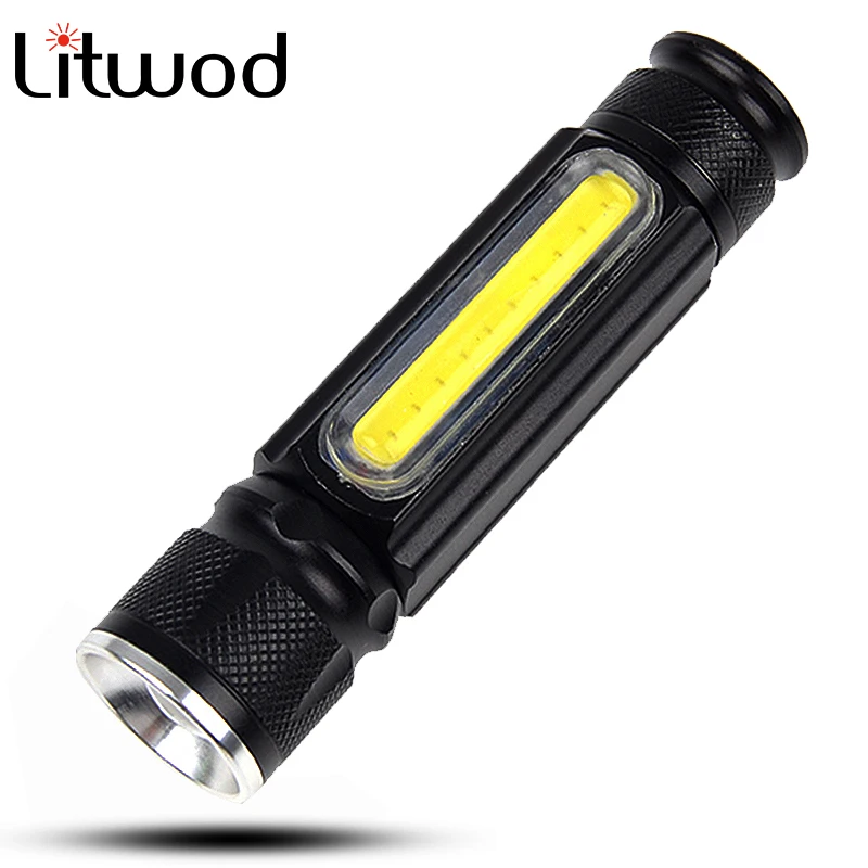 Litwod Z10 Built-in battery USB rechargeable LED Flashlight Torch 4000LM XM-L T6 COB Zoomable 3 Modes Aluminum Lanterna Camping