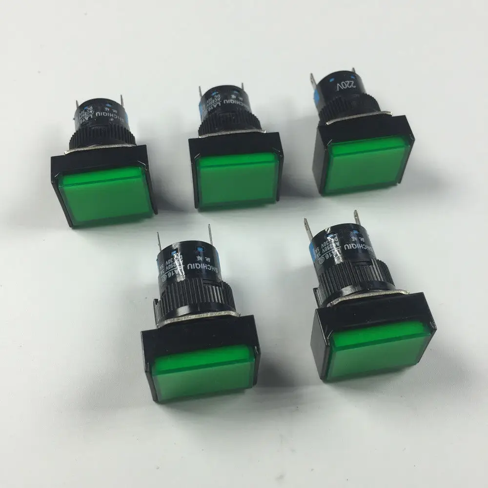 5 pz rettangolo tipo 2 pin indicatore luminoso luci di segnalazione incidente 12V 24V 220V rosso bianco verde blu giallo