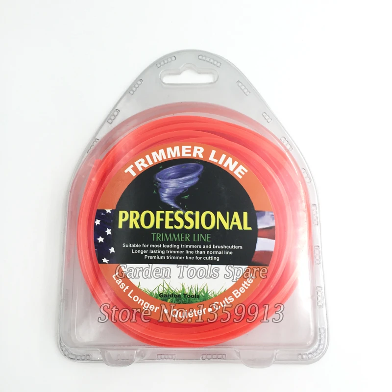 

Square nylon trimmer line 3.0mm Diameter 0.5lb with red Color Blister Card Packing for grass cutter