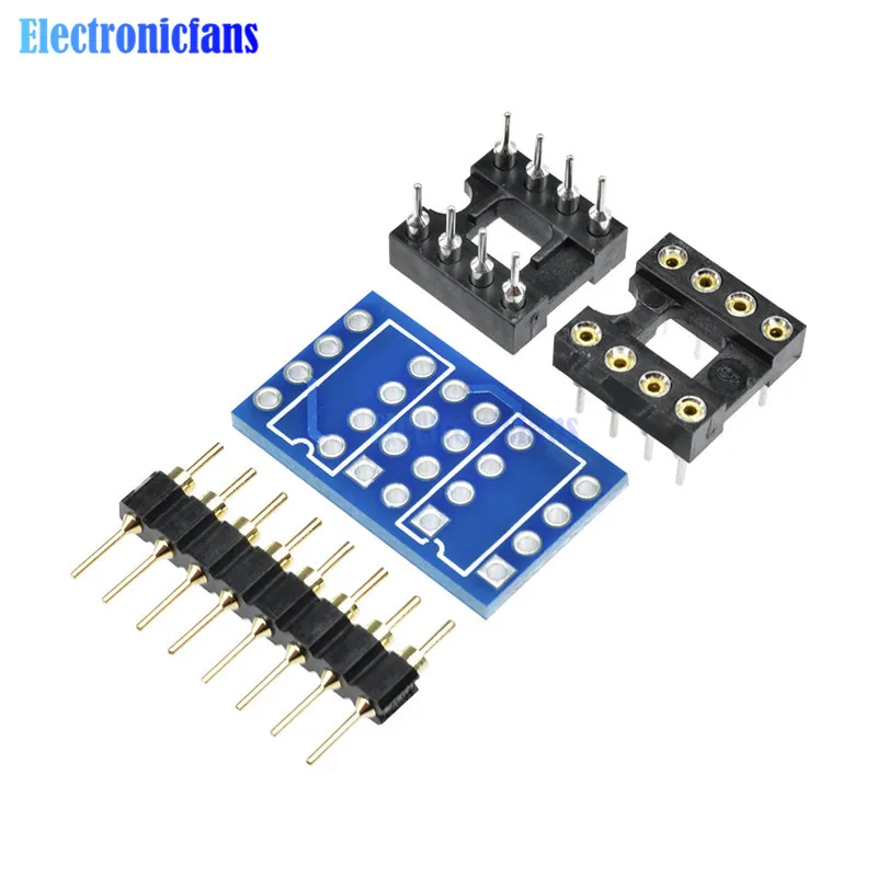 Dual DIP8 to DIP8 Mono Opamp PCB+Pin+Socket For NE5532 OPA2132 OPA627 TL072 P07