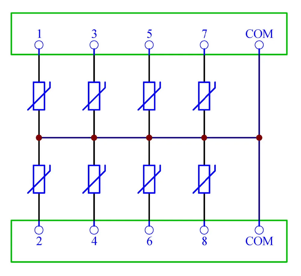 8 Channels Common DIN Rail 30V SIOV Varistor Surge Protection SPD Module.