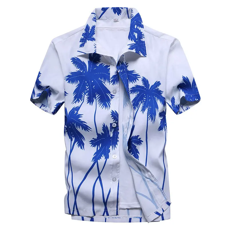 Mens Hawaiian Shirt Male Casual camisa masculina Printed Beach Shirts Short Sleeve 2019 New Free Shipping Asian SizeM-5XL