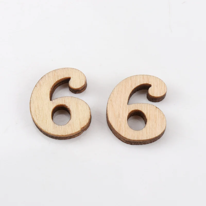 50pcs Mixed 0-9 Handmade Crafts Natural wooden number decoration Wood number Craft Flatback Scrapbooking 11x15mm home Decoration