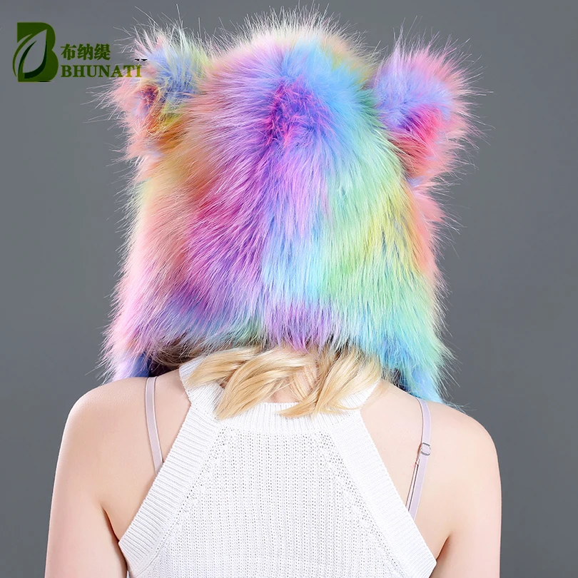 2024 Multi-Color Winter Animal Style Hat Cute Multi-Scene Hat Scarf Glove 3-In-1 Single Item Faux Fur Hat