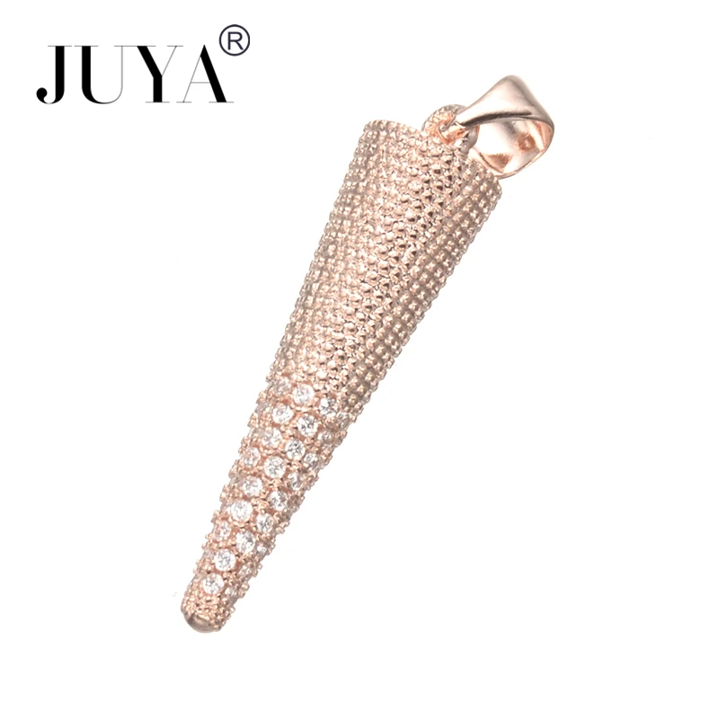 Diy Breloque Pendant Female Copper Zircon 18k Gold Plated Cone Charms Pendant For Jewellery Making Supplies Cubic Parts
