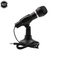 3.5mm  KTV-307 Mic Computer Notebook Desktop Microphone Wire Karaoke Handheld Microphone With Base For Singing Recording