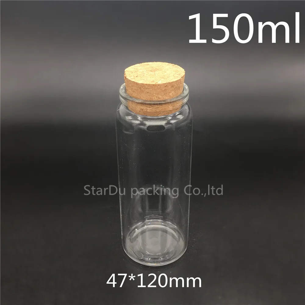 480pcs/lot 150ml Glass Bottle Sealed bottle,100g Cork Bottle Container Of High Quality Cork Jar