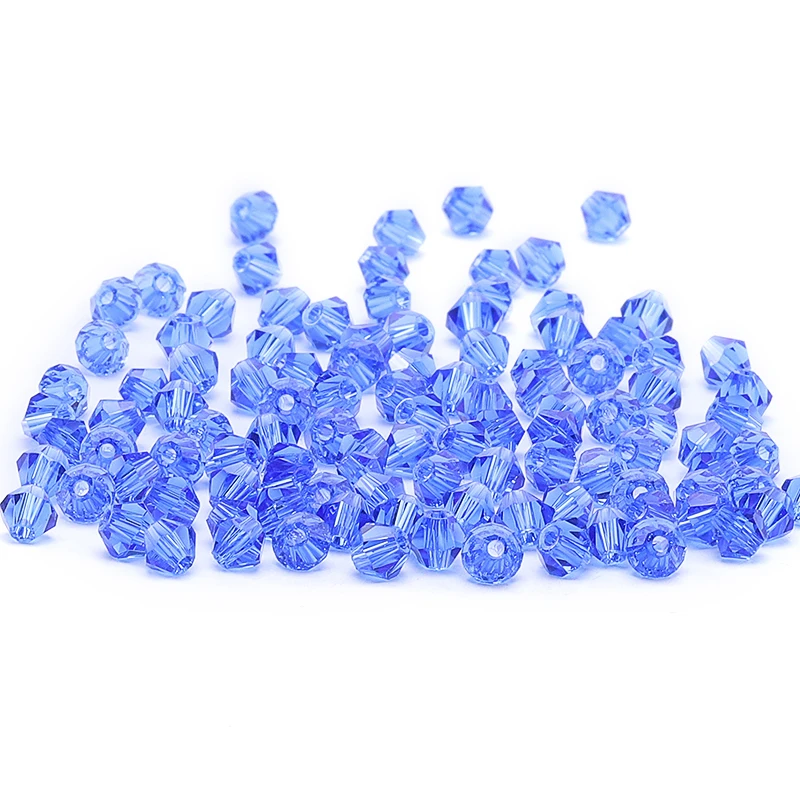 Blue 100pc 4mm Austria Crystal Bicone Beads 5301 DIY Jewelry Making S-17