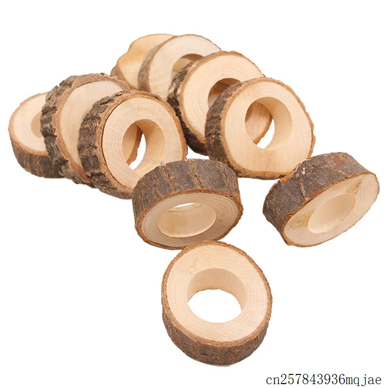 200pcs Natural Wooden Napkin Rings Unfinished Circle Wood Pendants for Craft Making Hotel Table Wedding Decoration