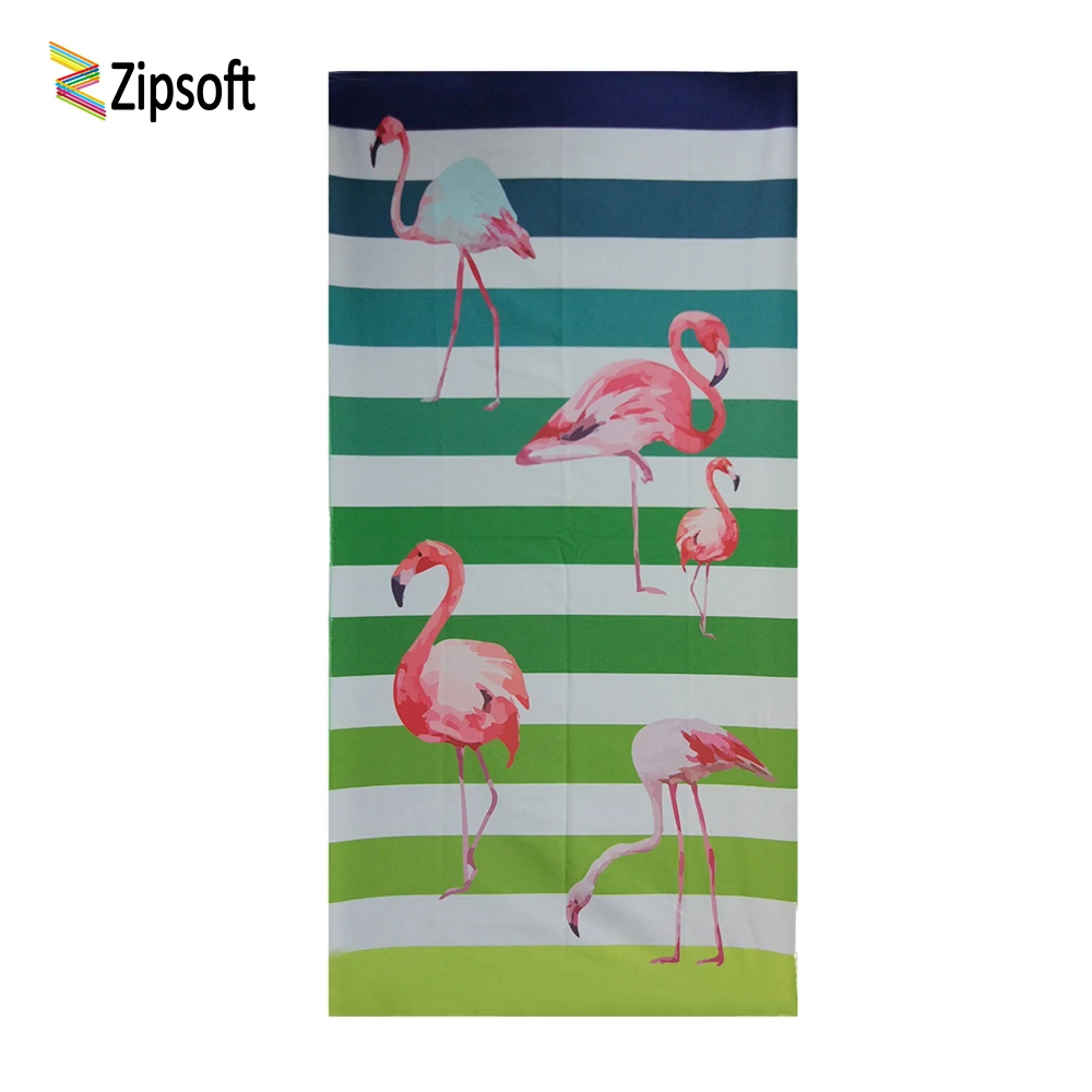 Zipsoft Beach Towel Printed flamingo 75x150cm Large Size Microfiber Travel Fabric Quick Drying Outdoors Sports Bath washrag 2019