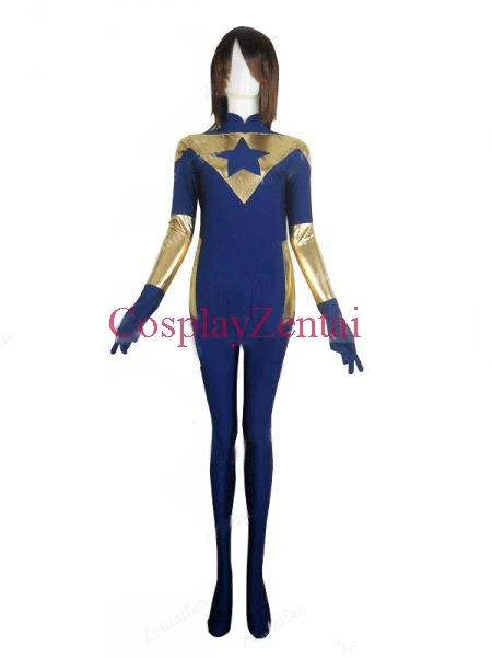 Booster Gold Film Version Spandex Superhero Costume Five Stars Zentai Suit