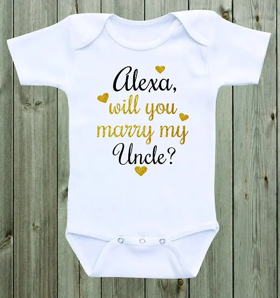 custom Wedding Announcement newborn proposal infant baby bodysuit onepiece romper Outfit coming Home toddler shirt party favors